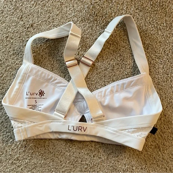 L’urv white sports bra bralette sweetheart cutout front adjustable strap small - Picture 2 of 4